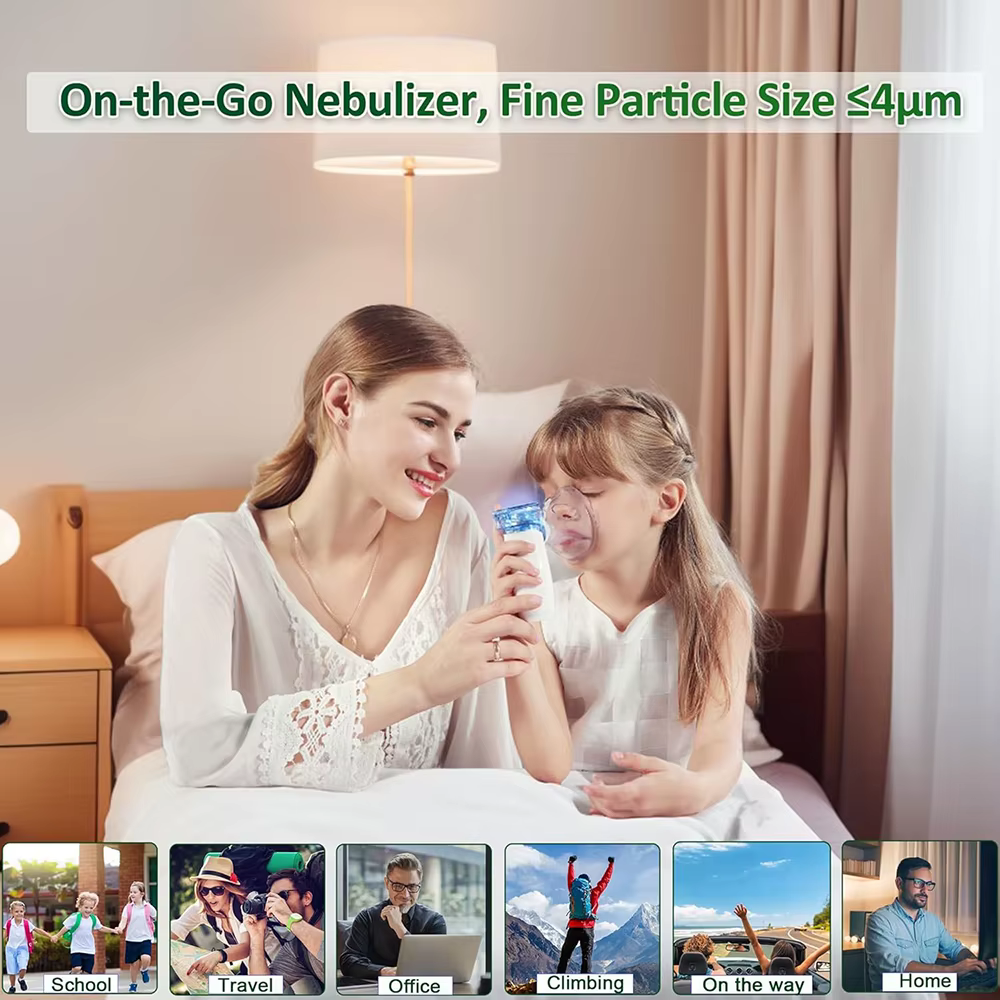 Nébuliseur d'asthme pour adultes et enfants, problèmes respiratoires rechargeables, soulagement rapide à la maison, nébuliseur Portable