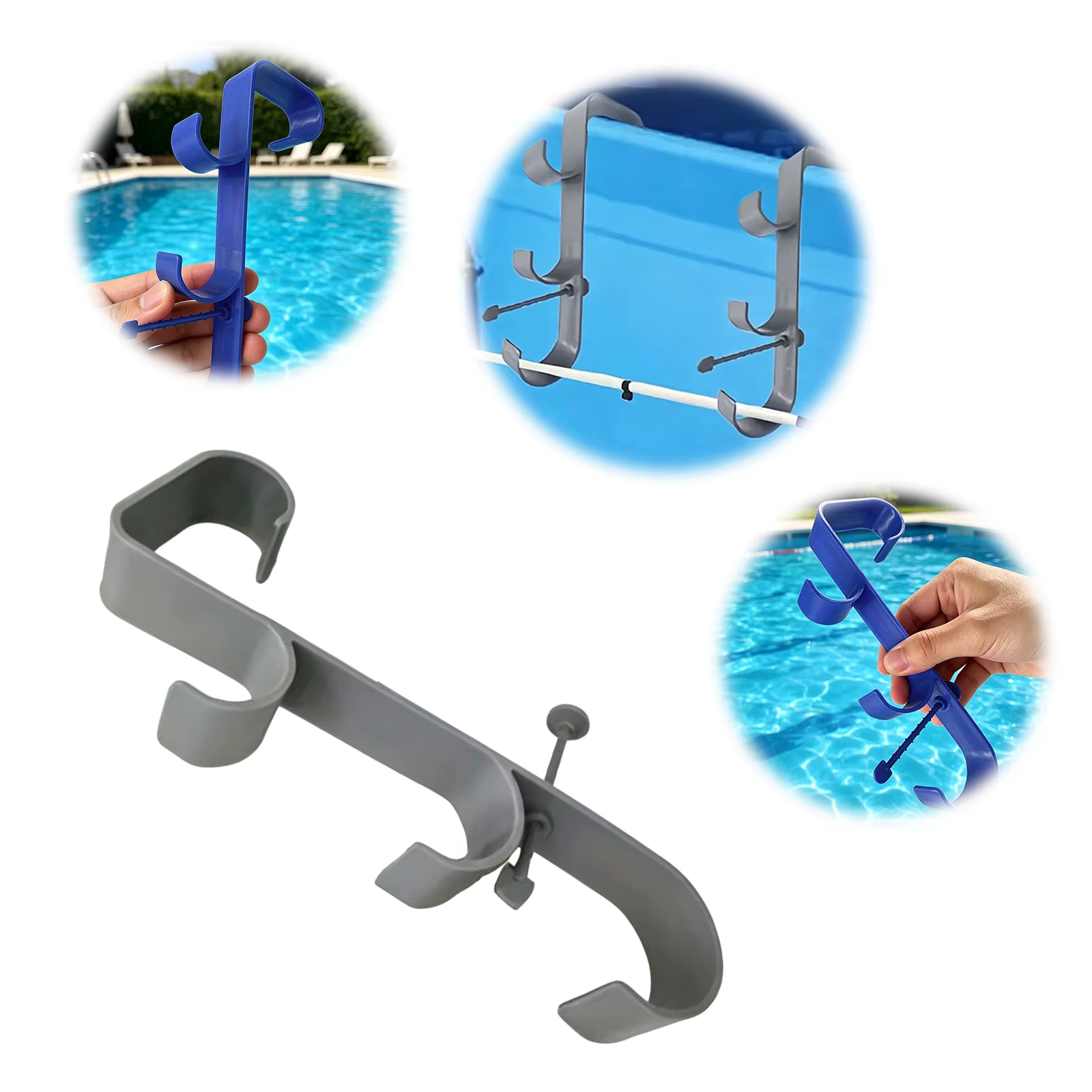 Lot de 2 supports multifonctionnels pour épuisette à feuilles de piscine et brosse