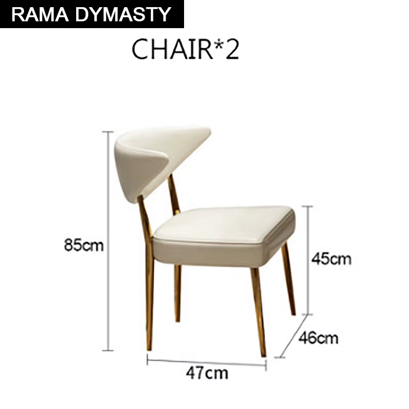 Chaise de salle à manger en acier inoxydable, chaise à dossier rond en cuir simple, chaise à dossier pour la maison, chaise de banquet d'hôtel en gros d'usine