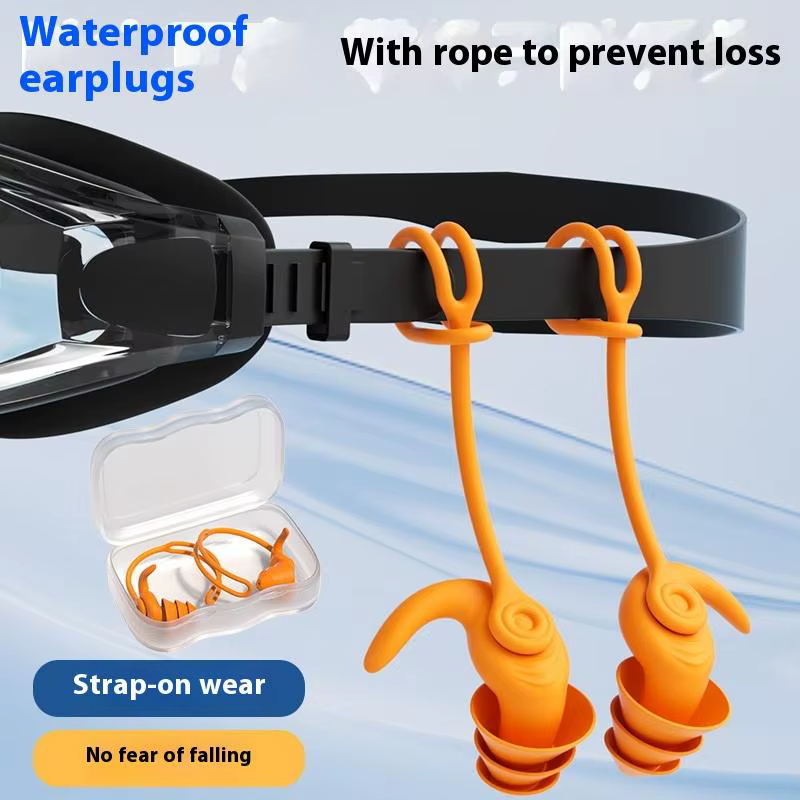 Bouchons d'oreille de natation avec corde en Silicone