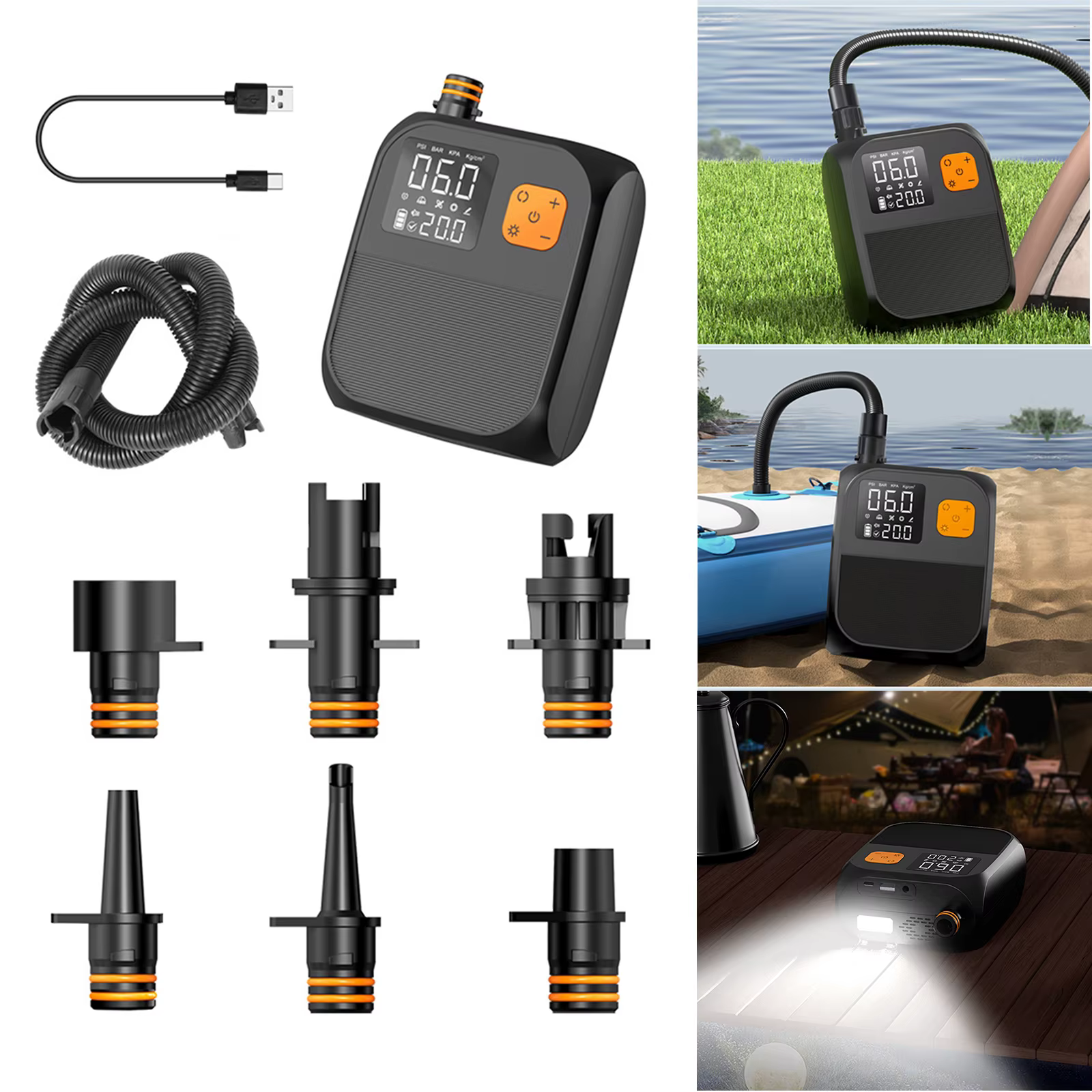 Pompe électrique pour paddle board rechargeable, pompe SUP portable, pompe électrique pour paddle board et bateaux gonflables