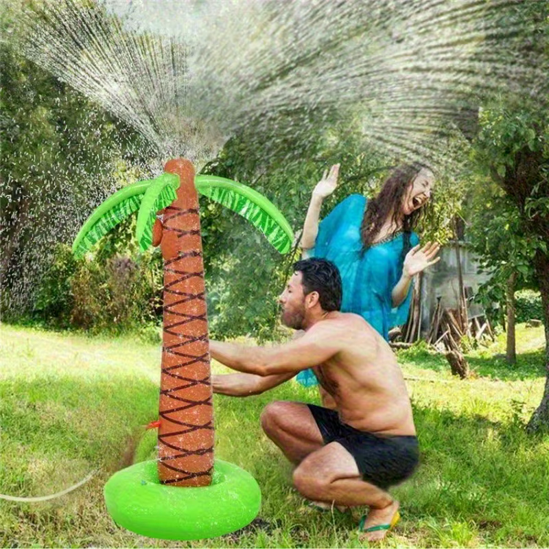 Arroseur gonflable palmier d'été 1,5 m+ de hauteur, jouet aquatique extérieur pour enfants, idéal pour les fêtes au bord de la piscine et les barbecues en été