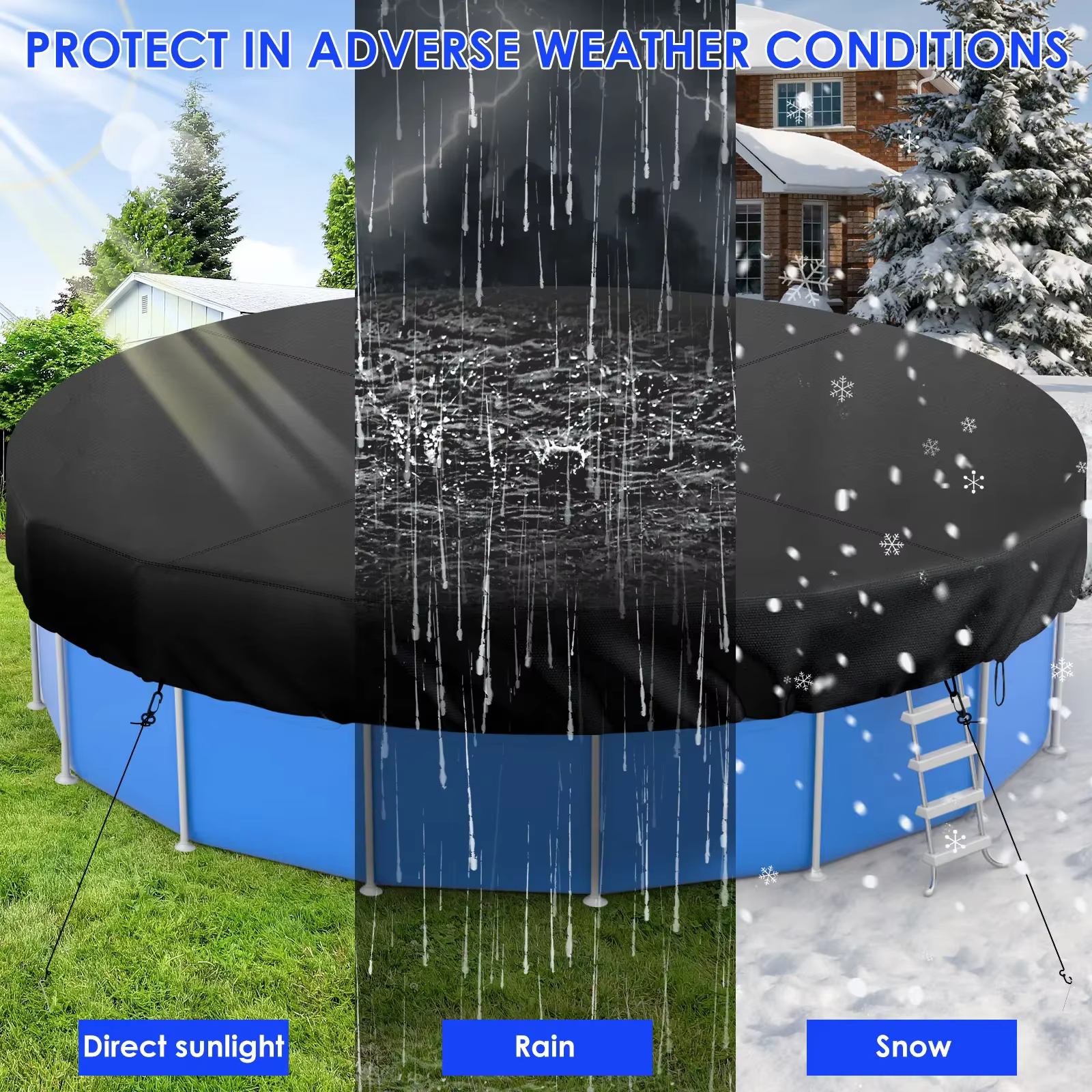 Couverture de piscine ronde avec cordon de serrage