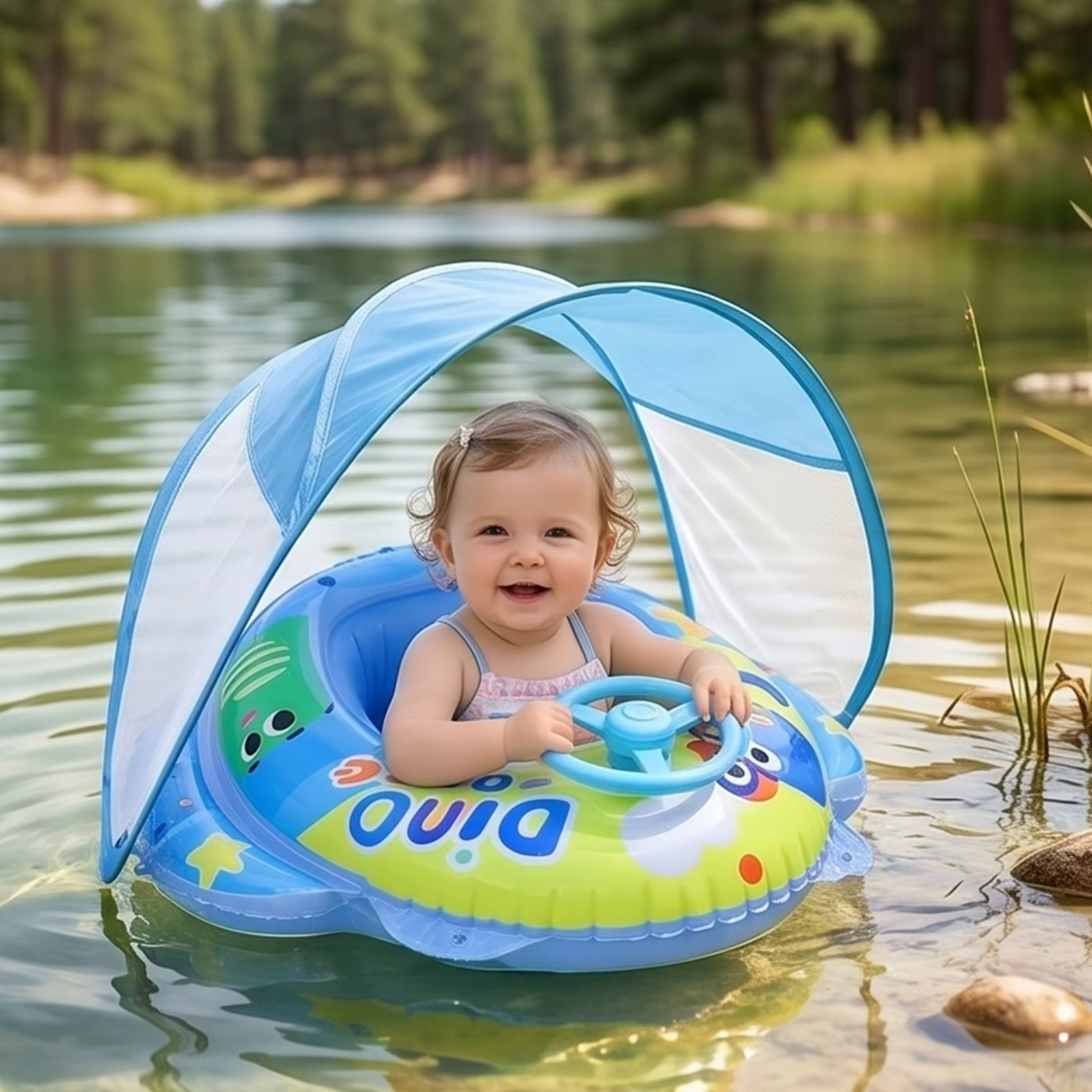 Piscine gonflable pour bébé en PVC amélioré avec auvent et siège anti-basculement