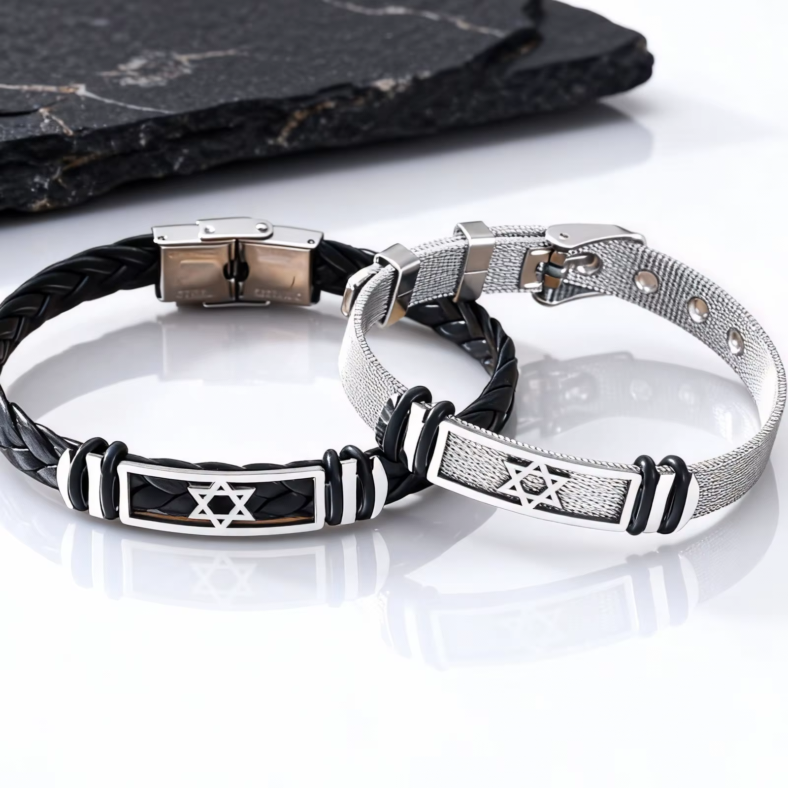 Bracelet de montre simple fait à la main pour hommes et femmes, en acier inoxydable, bracelet étoile à six branches, bijoux de mode, vente en gros