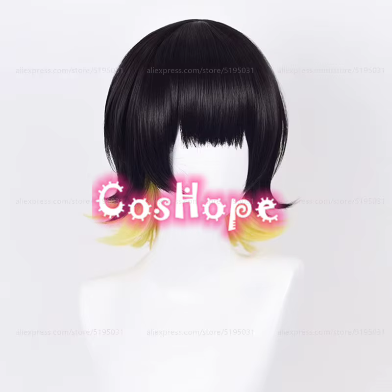 Bachira Meguru Cosplay perruque courte noir jaune perruque Cosplay Anime Cosplay perruques résistant à la chaleur perruques synthétiques