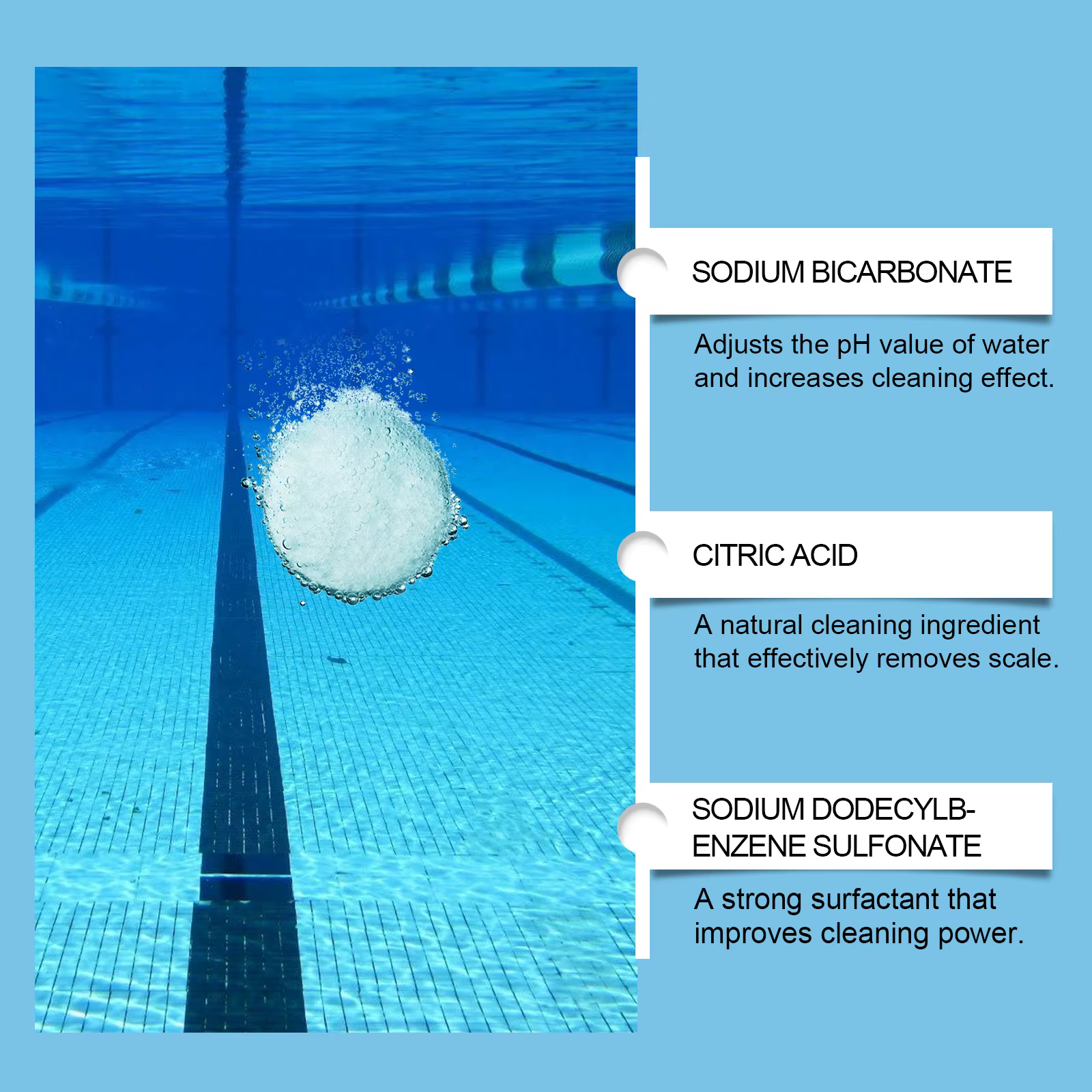 Comprimés effervescents pour piscine