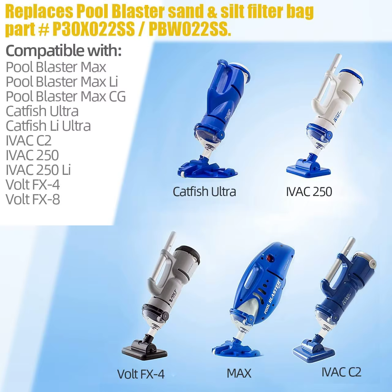 Sacs filtrants réutilisables pour aspirateur de piscine