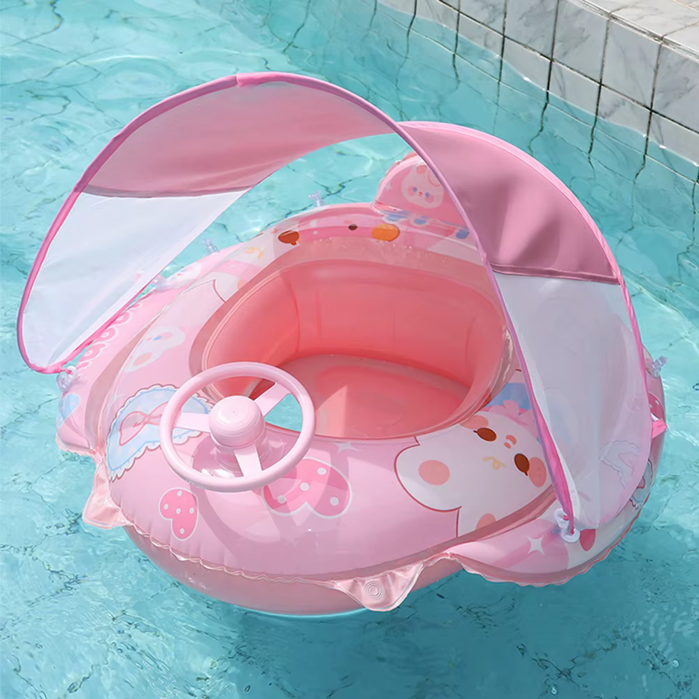1 pièce Flotteur de piscine gonflable avec siège et auvent pare-soleil amovible