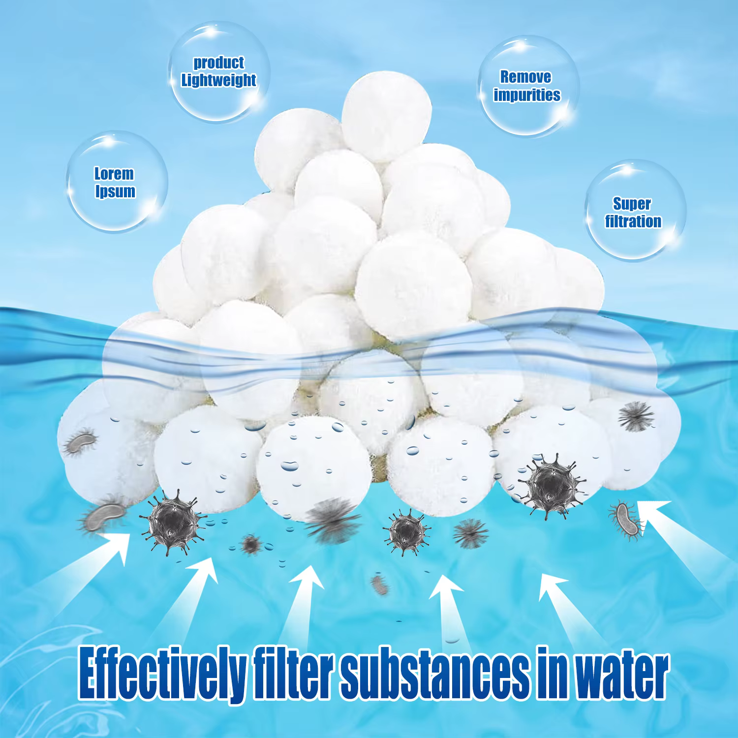 Les boules filtrantes de piscine de 700g peuvent remplacer le sable filtrant de 25kg