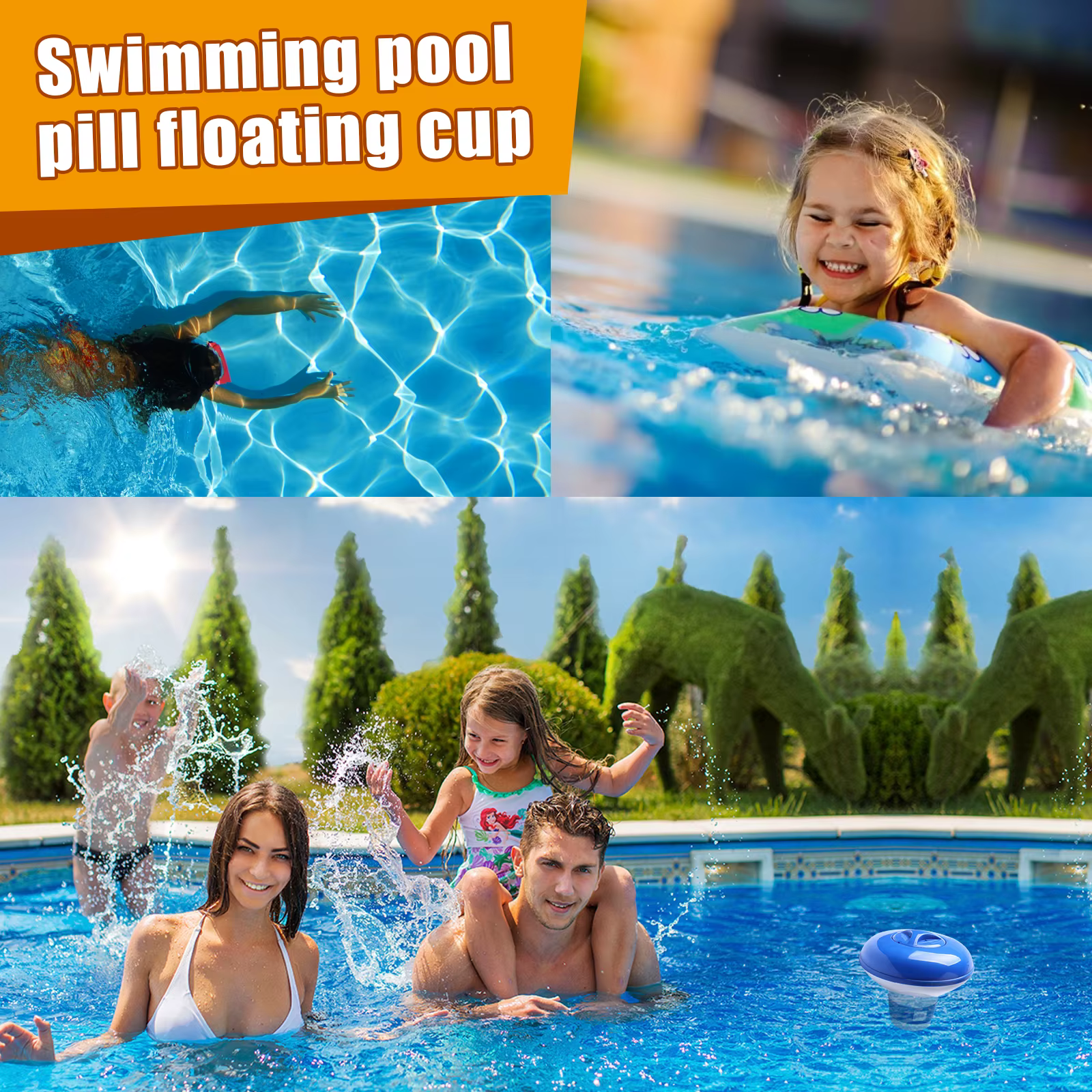 Distributeur de chlore flottant pour piscine avec aérations à débit réglable