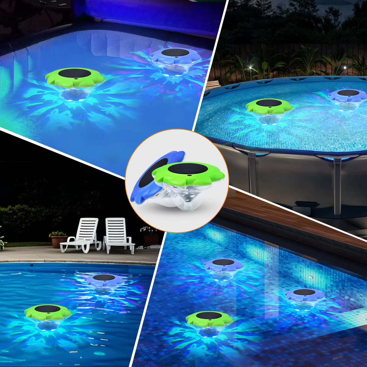 Lumières de piscine flottantes à énergie solaire