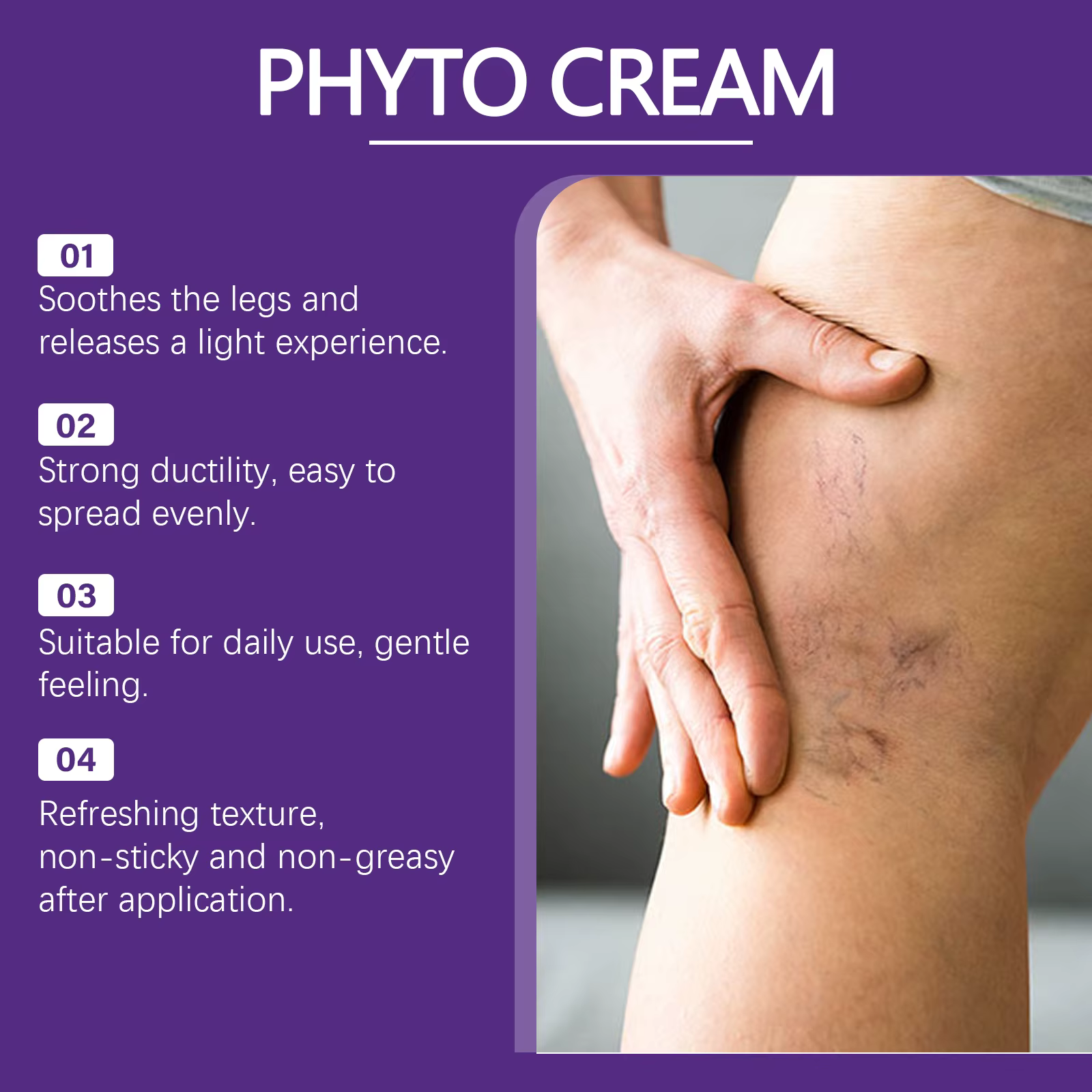 Crème de traitement des varices pour les jambes enflées dues à la position assise prolongée, améliore l'apparence de la peau des jambes, douce et à pénétration profonde