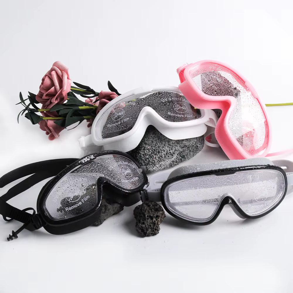 Grands lunettes de natation roses à joint souple