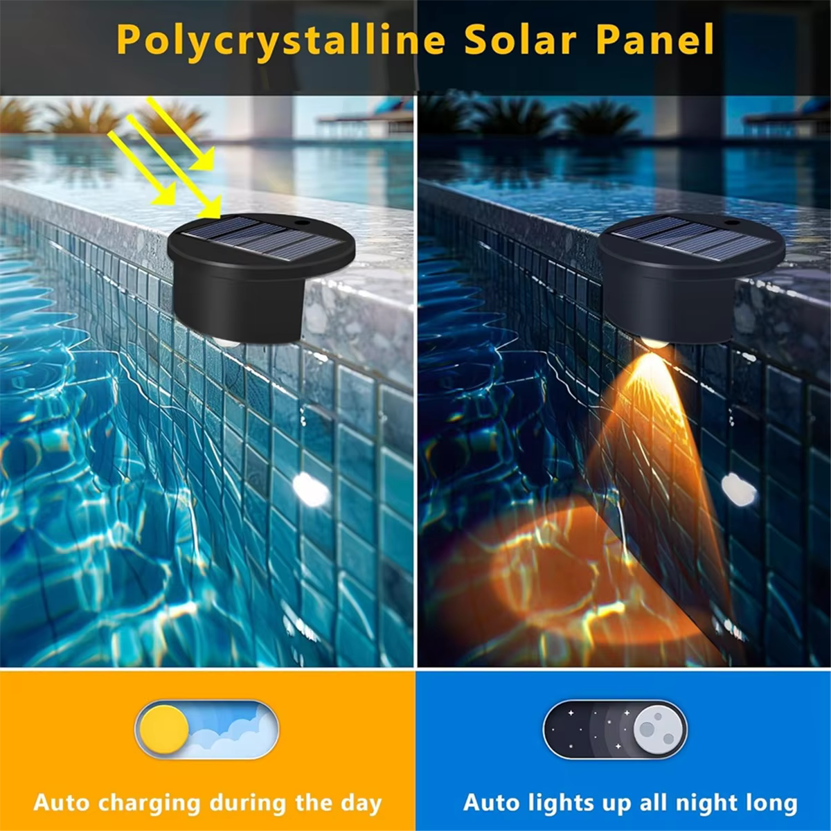 A47U – lot de 4 lumières de bord de piscine à énergie solaire