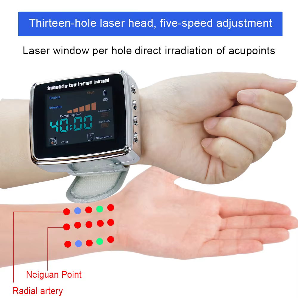 Dispositif de thérapie de rhinite 2 en 1, dispositif de traitement au Laser à semi-conducteur 650nm pour l'hypertension artérielle, la rhinite du nez couturée