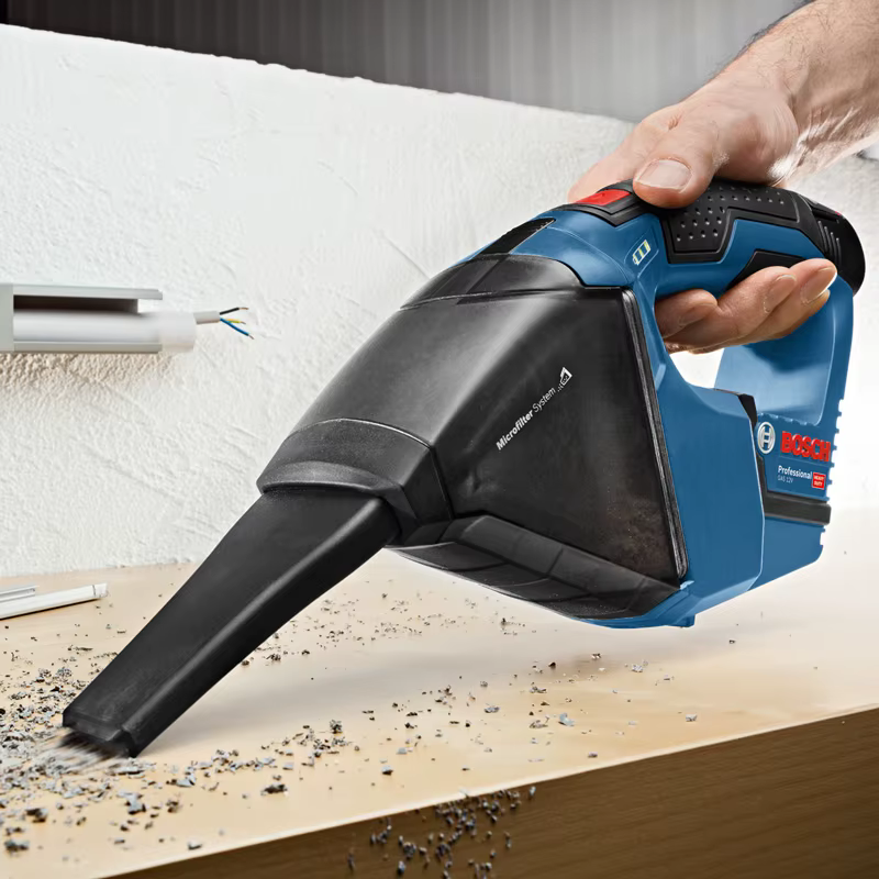 Bosch GAS 12V-LI Aspirateur à main sans fil 12V professionnel avec batterie lithium-ion rechargeable, outil léger pour éliminer la poussière