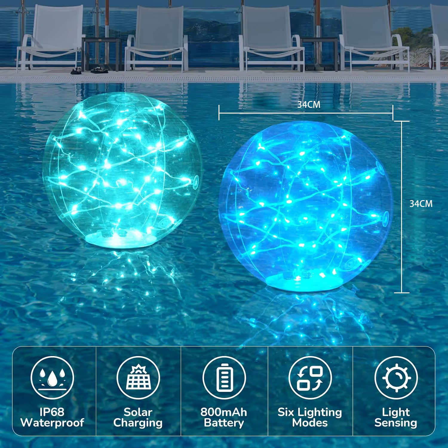 Lumière de piscine flottante à énergie solaire