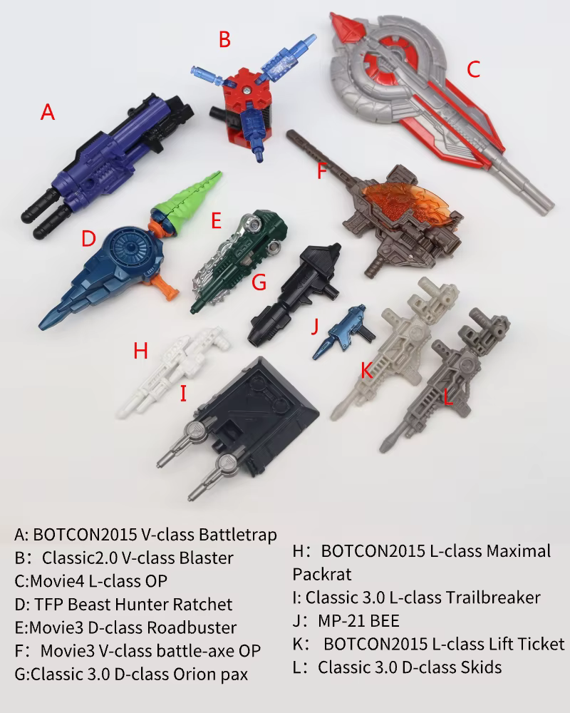 Stocks restants d'usine : Accessoires ABS GUN pour Robots in Disguise R.I.D Movie4/5 Botcon TF
