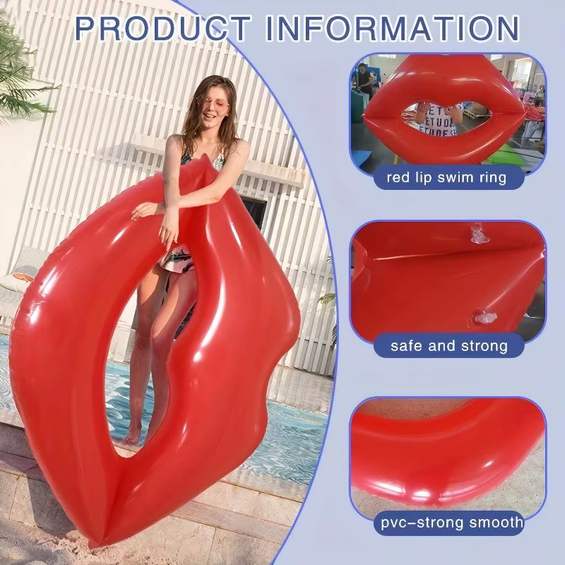 Flotteur gonflable de piscine à lèvres rouges