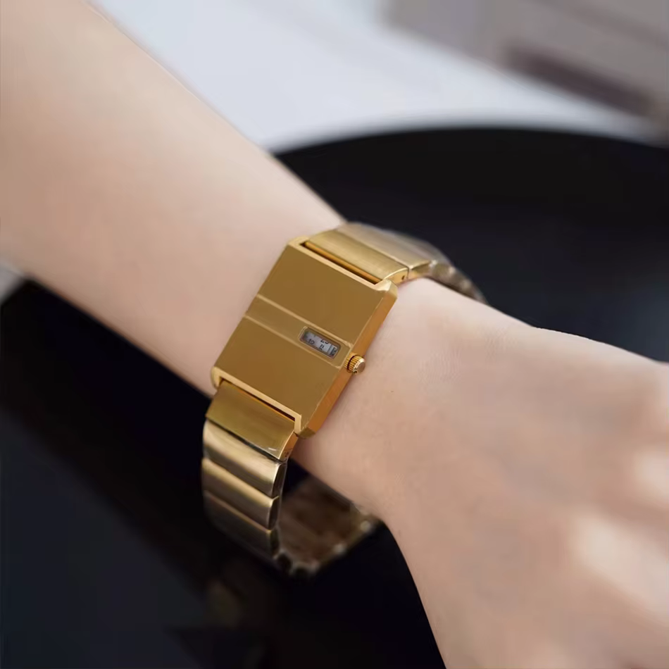 Montres-bracelets pour hommes, montre carrée, bracelet en acier inoxydable, or, nouvelle tendance, montre à quartz élégante pour hommes