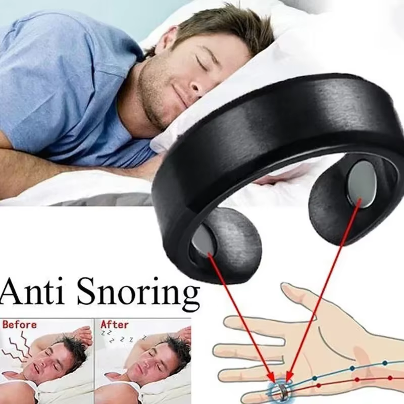 Anneau anti-ronflement pour le sommeil, dispositif anti-ronflement à thérapie magnétique et acupression, à porter sur le doigt