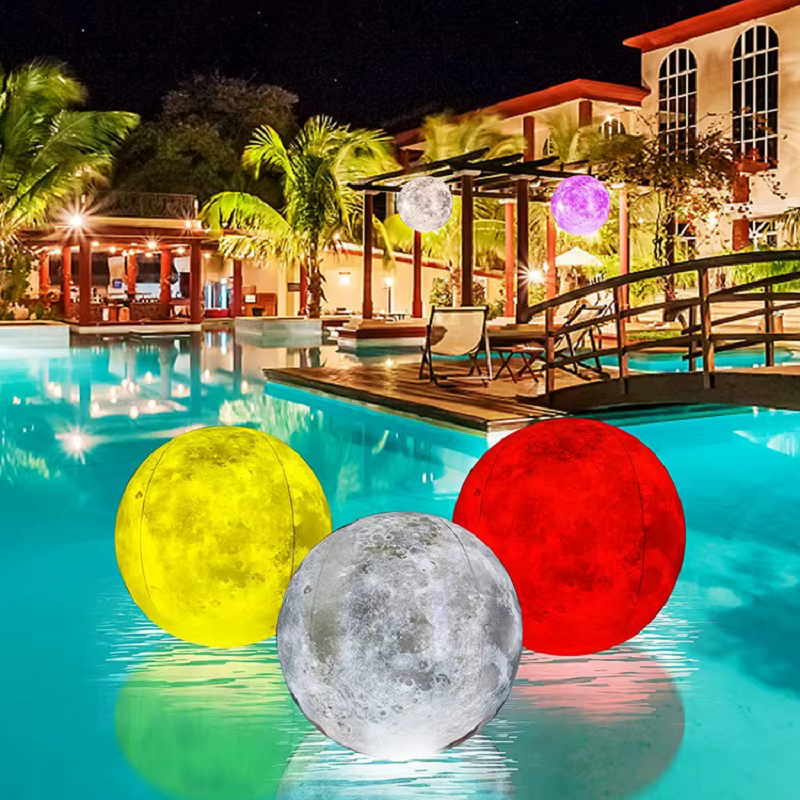 PVC40cm lune rempli led16 couleur télécommande boule lumineuse piscine extérieure disposition gonflable flottant balle de plage