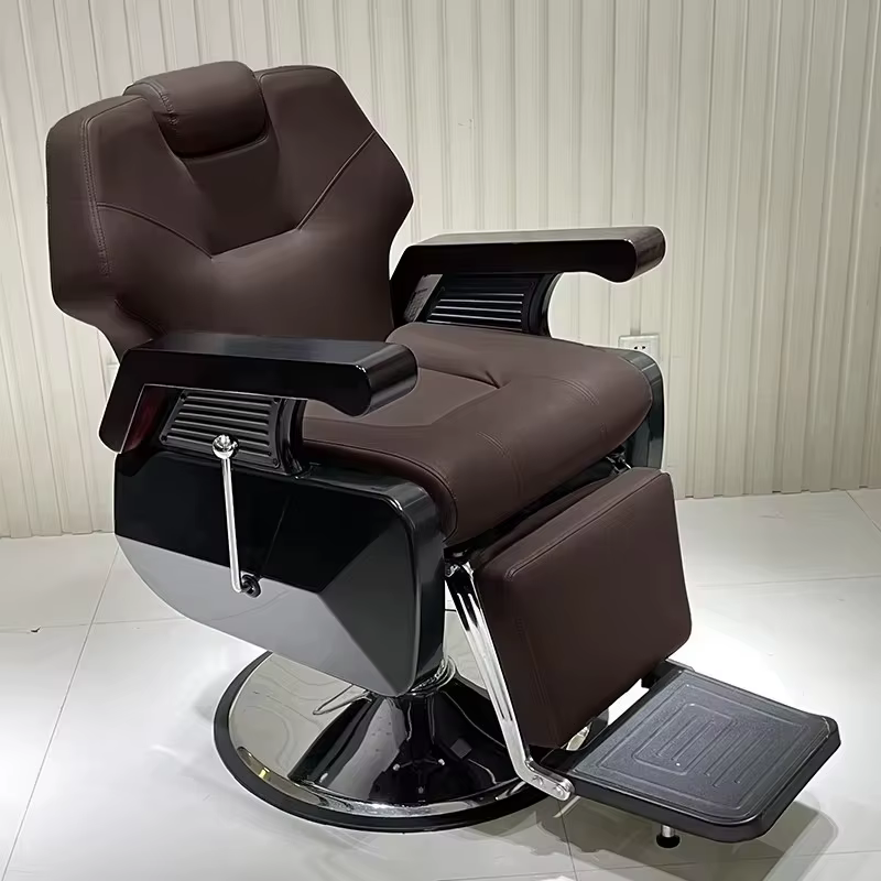 Chaise de barbier de luxe à la mode en acier inoxydable chaise de barbier classique multifonctionnelle Unique confortable Silla meubles de Salon de beauté