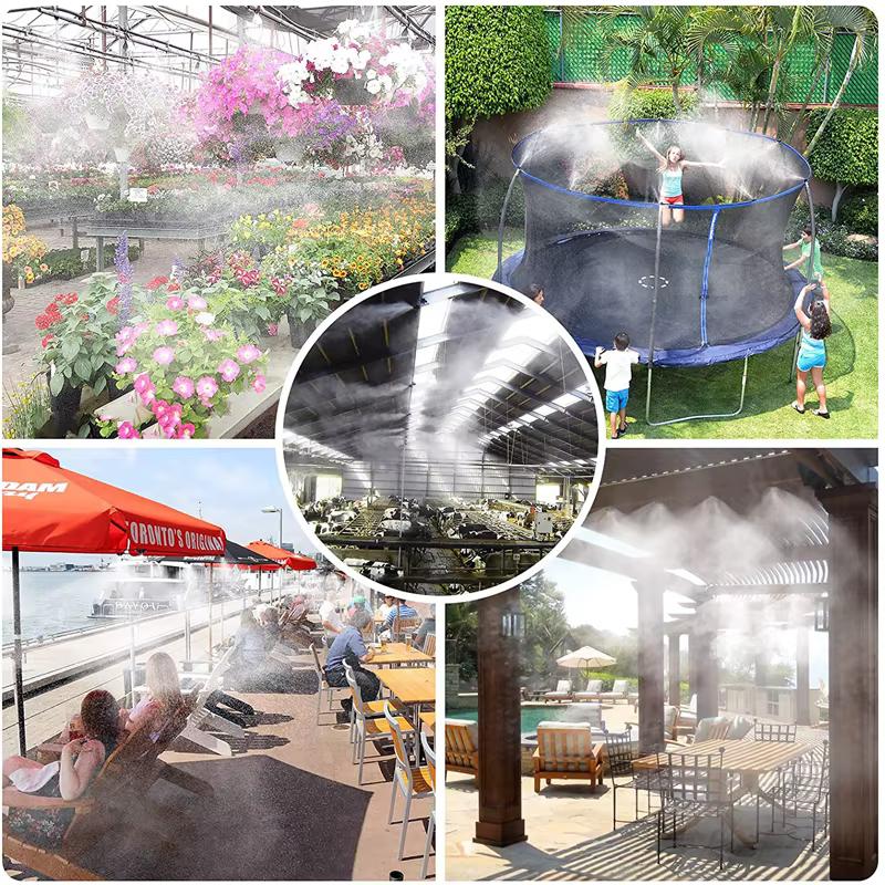 Système de brumisation de patio de refroidissement extérieur 6/9/12/15/18M Nébuliseur Terrasse Mister pour soulager la chaleur