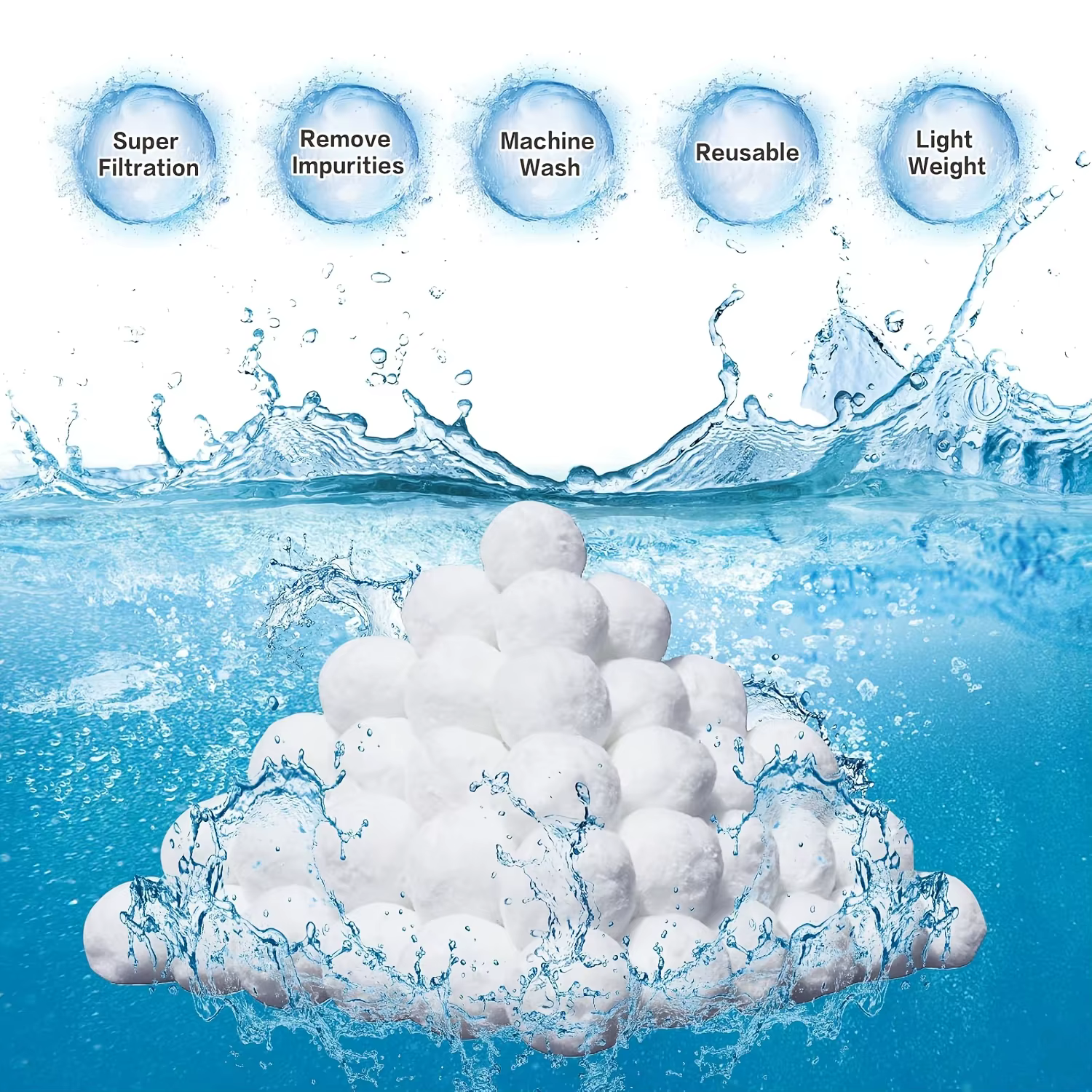 Boules filtrantes pour piscine 500G – Média de filtration léger et réutilisable pour les systèmes