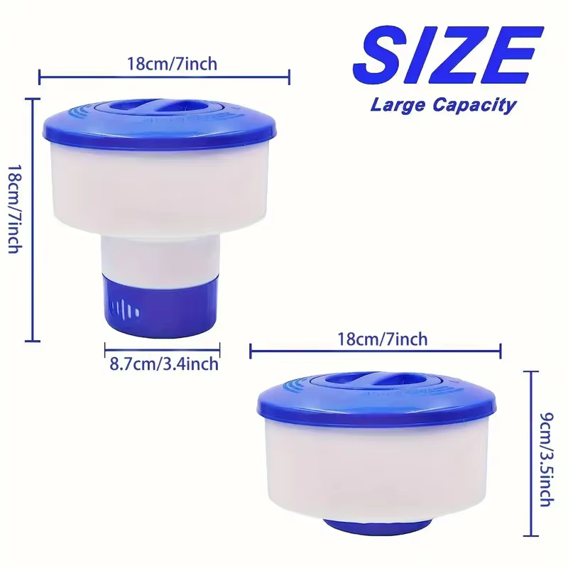 Flotteur de chlore pour piscine adapté à 3 tables à 7 diamètres