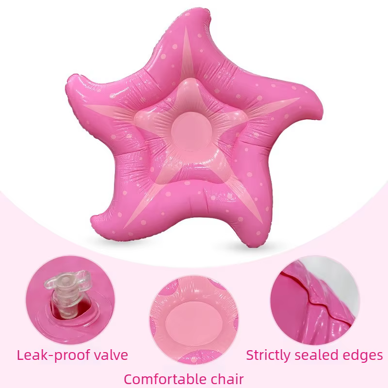 Matelas gonflable flottant en forme d'étoile rose de 140 cm pour piscine