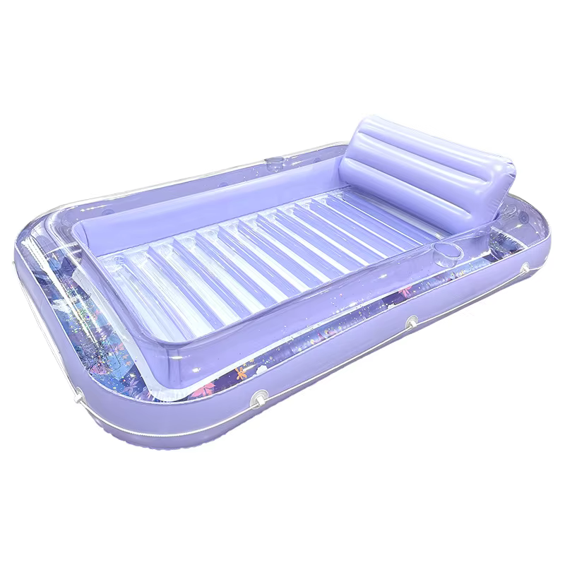 Nouveau matelas flottant gonflable transparent à paillettes pour piscine