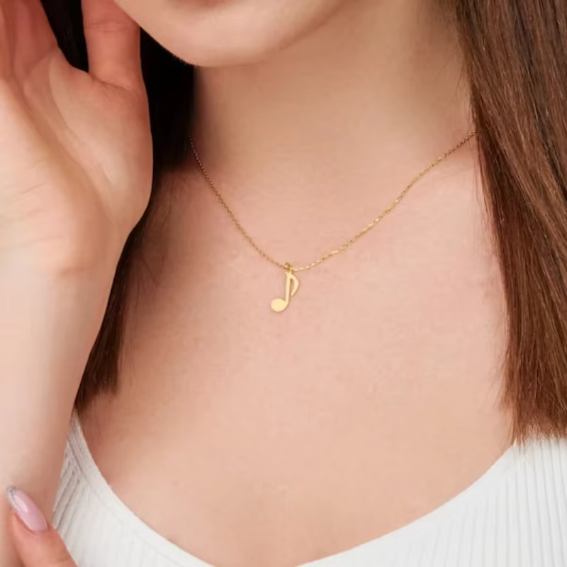 Collier chaîne en acier inoxydable, breloque Note de musique, symbole Musical, cadeau pour femme et homme, bijoux en acier inoxydable, nouveau