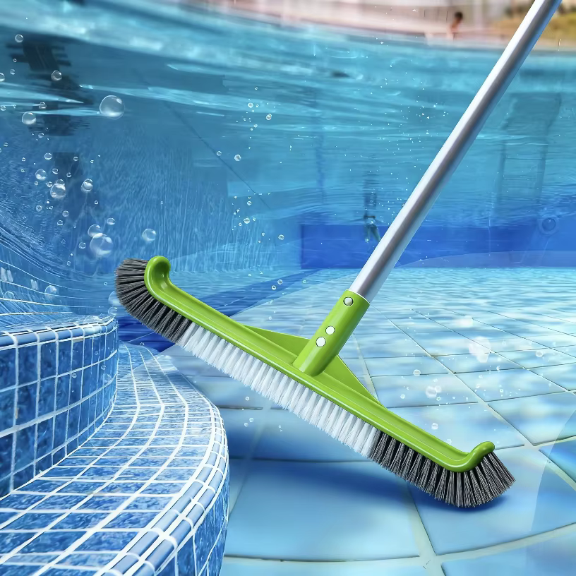 Brosse de piscine 17, 5 pouces à bords incurvés pour nettoyer les parois