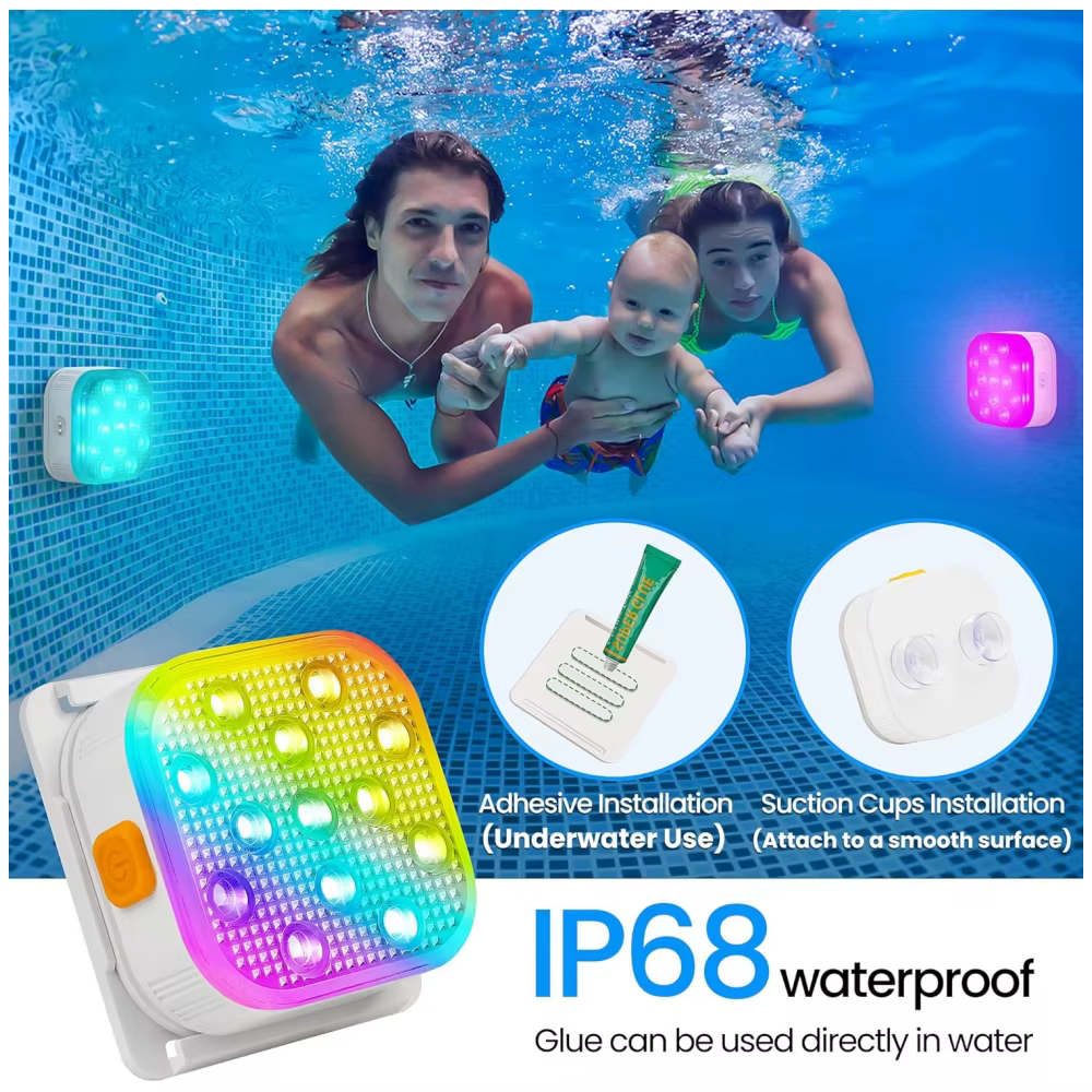 Lumières de piscine submersibles rechargeables avec télécommande