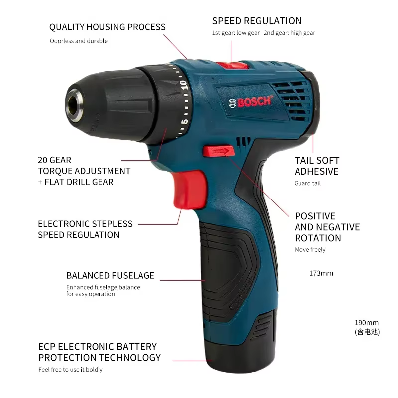 Perceuse sans fil Bosch GSR120 durable, haute efficacité, multifonctionnelle, outil électrique pour la maison