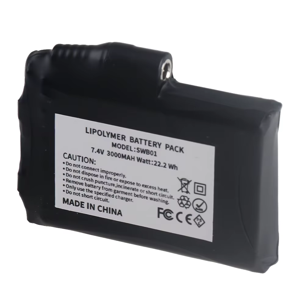 Batterie de rechange pour gants chauffants 7.4V 3000mAh 2S Lithium Polymère pour gilet chauffant, chaussettes, batterie chauffante anti-gel d'hiver
