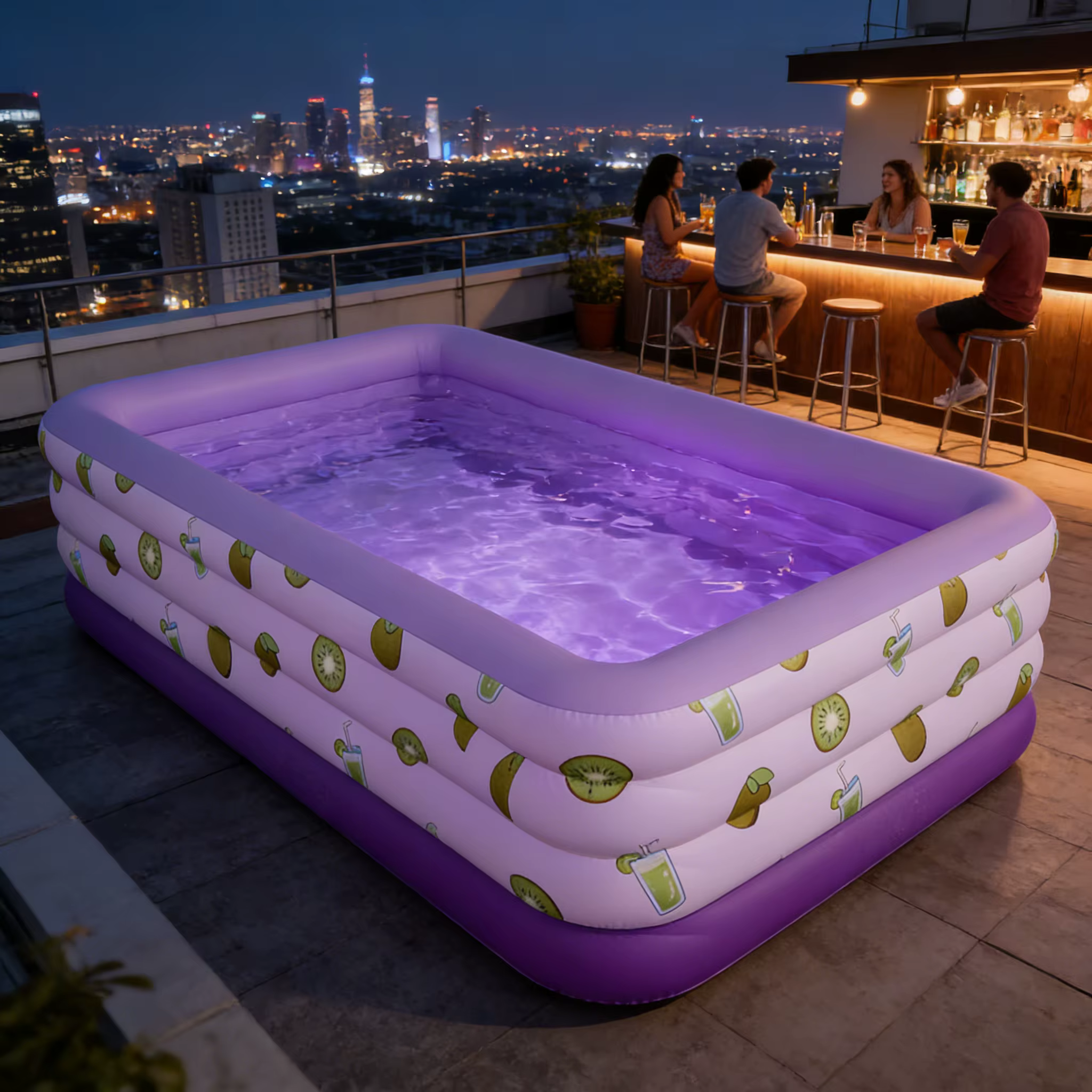 Bar de piscine gonflable multifonctionnel avec tente et sièges