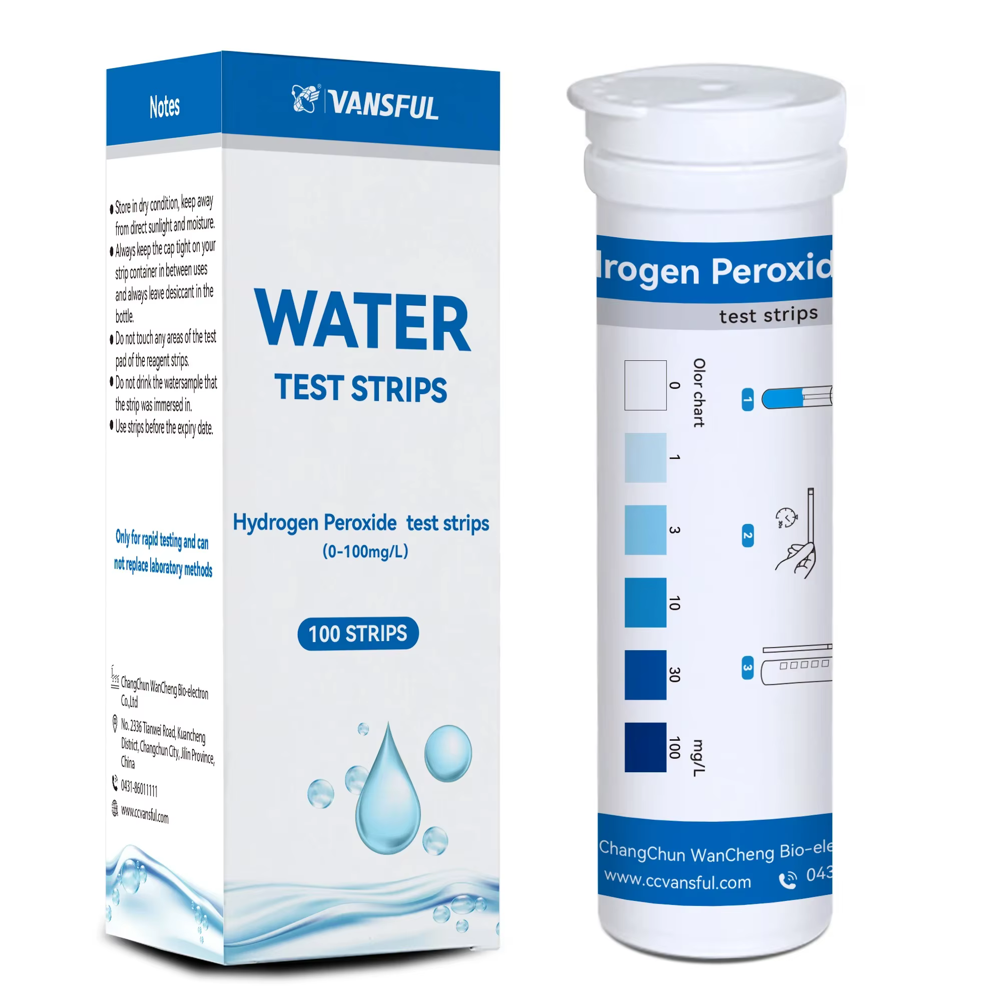 Bandes de test pour l'eau au peroxyde d'hydrogène H2O2 0-100Mg/L pour piscine
