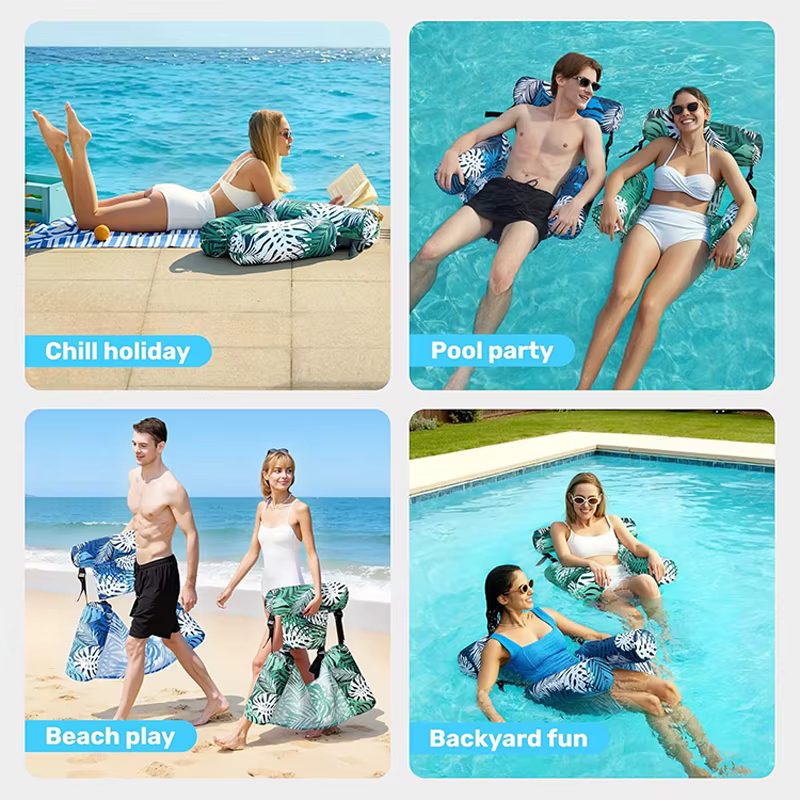 Piscine gonflable, chaise longue flottante pour adultes