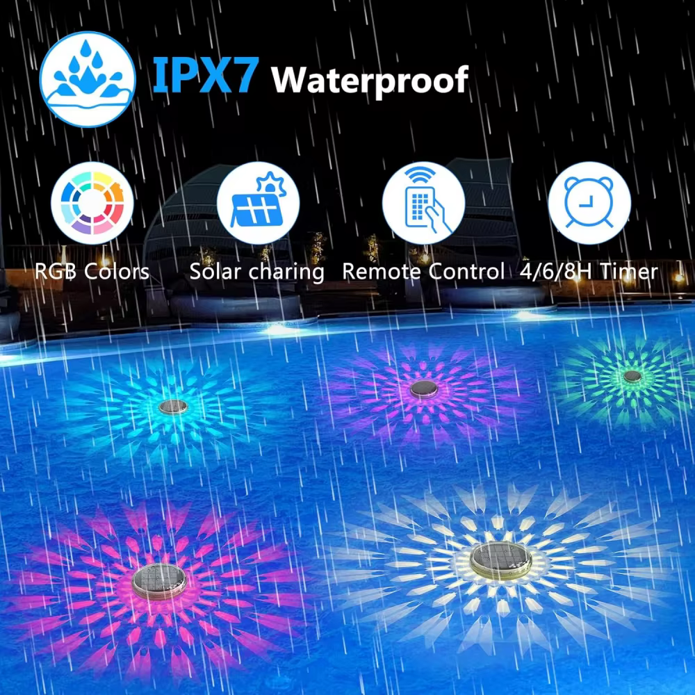 Lumières solaires flottantes pour piscine