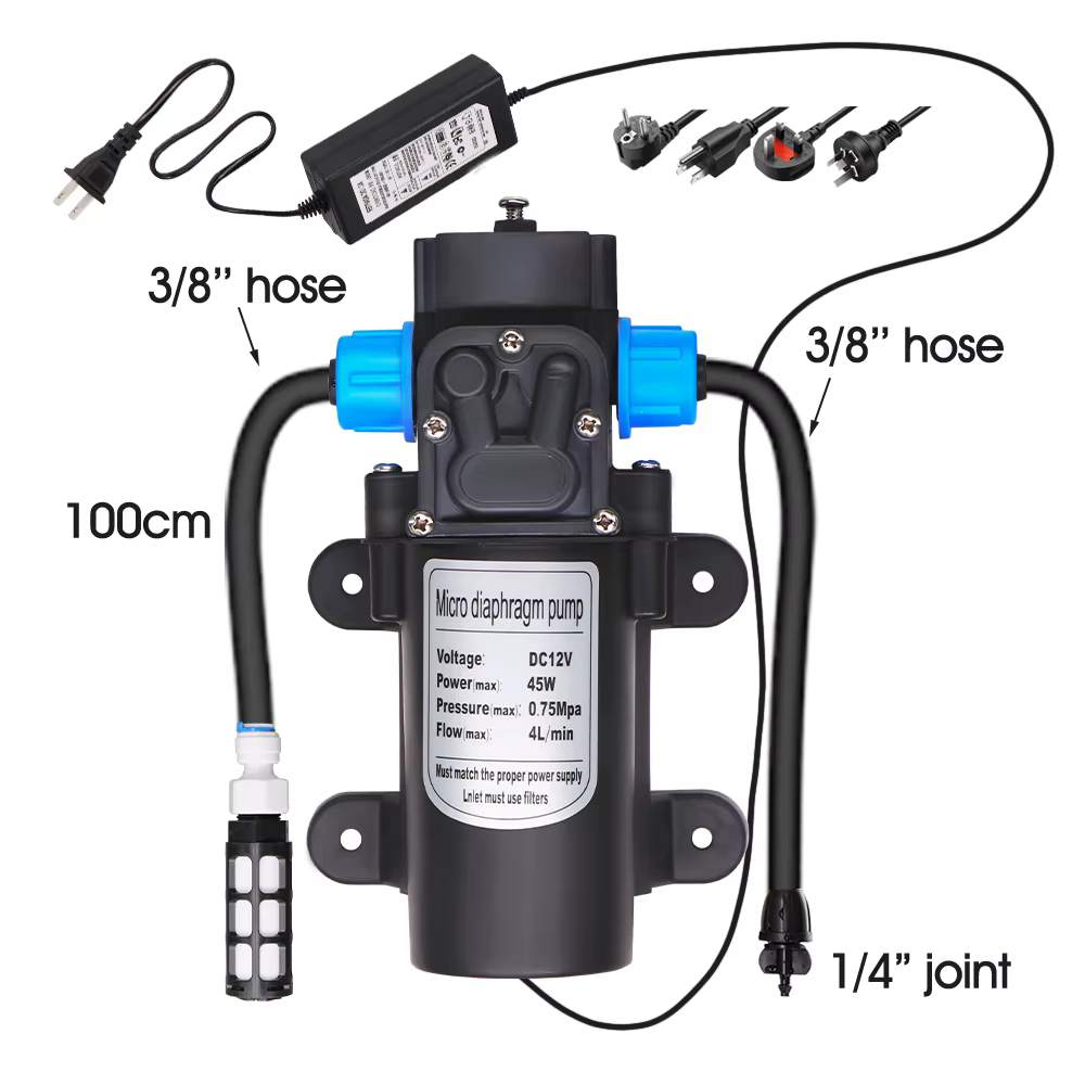 Pompe auto-amorçante 45W 60W 80W 100W avec kit de tuyau de filtre d'alimentation 110-240V
