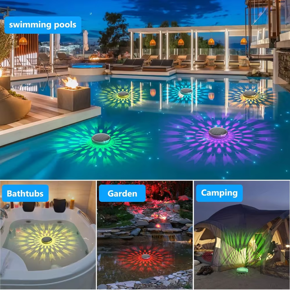 Lumières solaires flottantes pour piscine