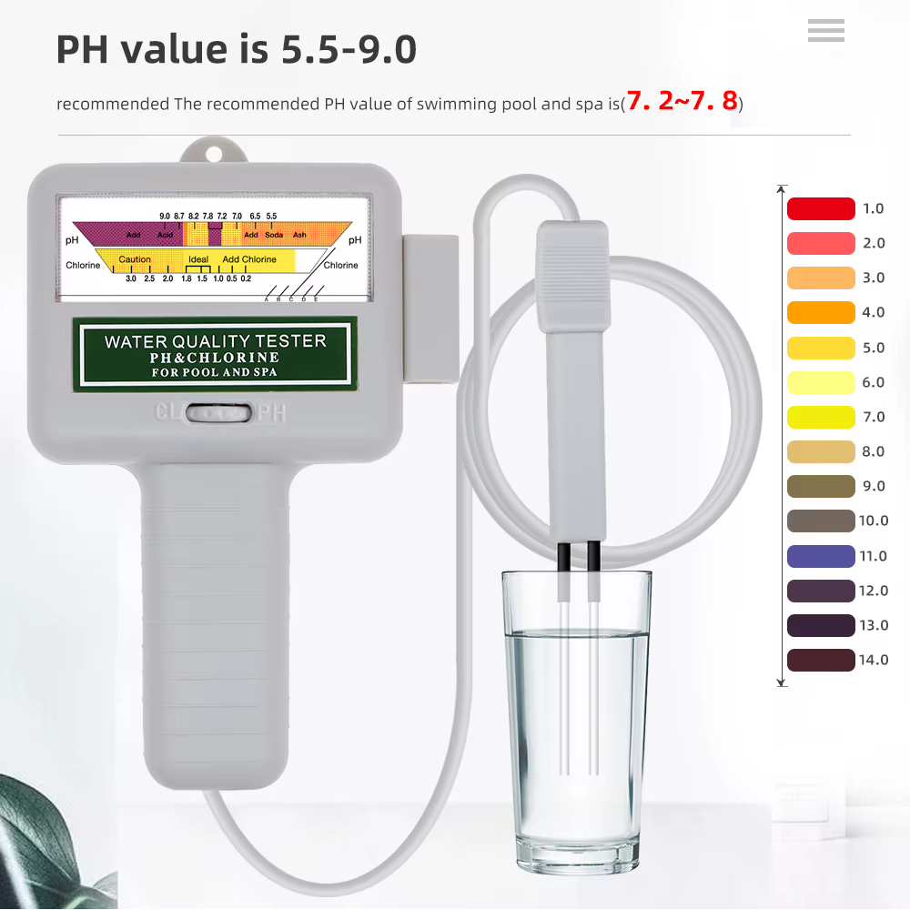 Testeur professionnel de PH et de chlore 2 en 1