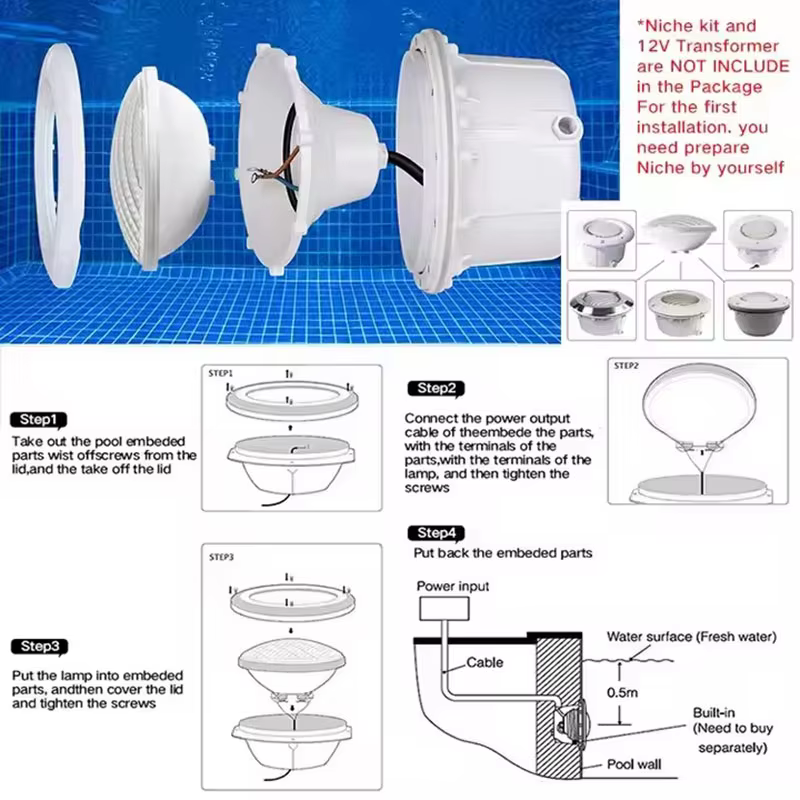 Lampe LED submersible PAR56 pour piscine extérieure