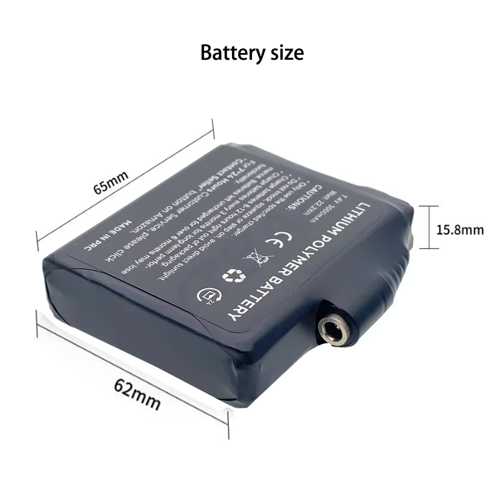 1-6 pièces gants chauffants batterie 7.4V 3000mah batterie au Lithium polymère pour gilet chauffant, chaussettes, batterie de chaleur antigel d'hiver