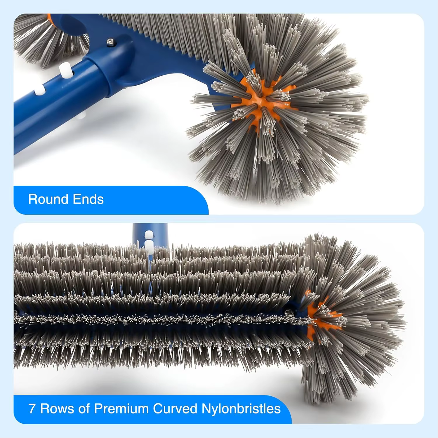 Tête de brosse de piscine avec extrémités rondes