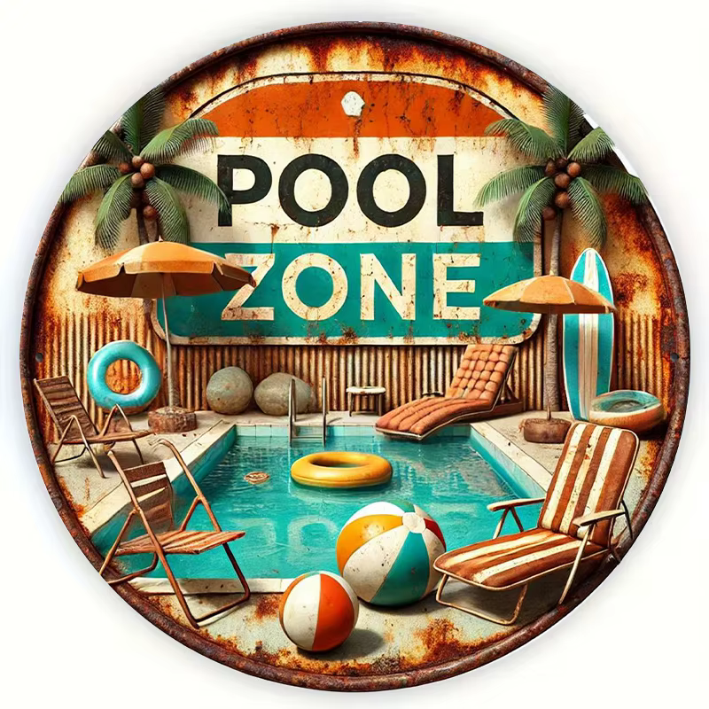 Panneau métallique rétro pour piscine