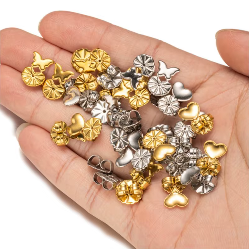 10 paires de boucles d'oreilles en acier inoxydable doré, dos sécurisé, pour oreilles tombantes, boucles d'oreilles lourdes, hypoallergéniques, fabrication de bijoux, ne se décolore pas